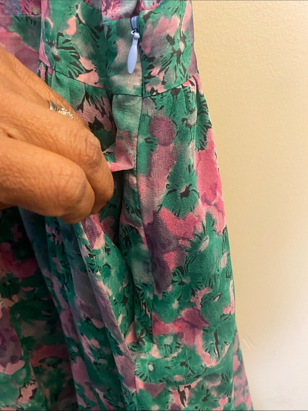 Gryphon Sleeveless Collared Mini Dress - Pink, Green & Blue Floral - Picture 6 of 10